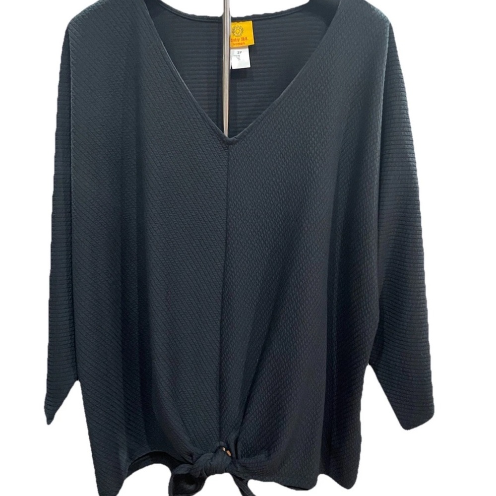 Black V-Neck Top 2X